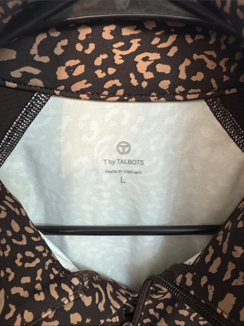 Talbots Brown & Tan Leopard-Print Half-Zip Utility Jacket Athleisure size L - Picture 2 of 7